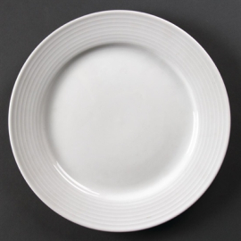 Linear Wide Rimmed Plates | White Porcelain Dinner Plates | 250mm | Olympia U091