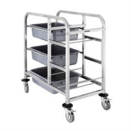 Commercial Bussing Trolley | Stainless Steel Clearing Cart | 2 Tier Service Trolley | Vogue DK738