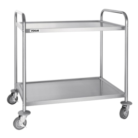 Commercial Clearing Trolley | Stainless Steel Cart | 2 Tier Large | Vogue F998
