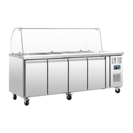 Commercial Refrigerated Saladette Counter | Four Door Gastronorm Prep Fridge | U-Series | Polar CT395