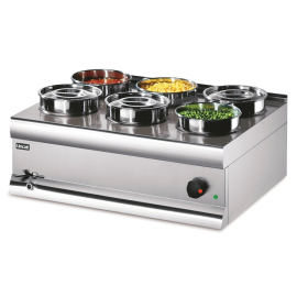 Commercial Bain Marie | Wet Heat Countertop Food Warmer | 6 Round Pots | Lincat BS7W