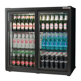 Back Bar Cooler | Double Sliding Door Fridge | 223 Bottle Capacity | Autonumis A21094