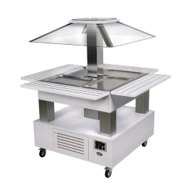 Chilled Salad Bar | Refrigerated Display | Square White Wood Finish | Roller Grill SBS60W
