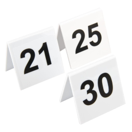 Plastic Table Numbers 21-30 | Restaurant Table Markers | Black Tent-Style Numbers | Olympia L983