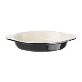 Vogue Black Cast Iron Oval Gratin Dish 650ml U563