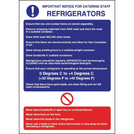 Vogue Refrigerator Guidelines Sign W196
