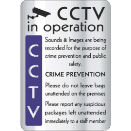 CCTV In Operation Sign | Crime Prevention Warning Sign | Wall Mounted | Olympia Y928