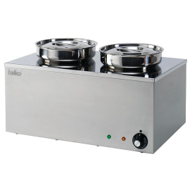 Commercial Bain Marie | Round Pot Food Warmer | 2 Pot Capacity | Hallco MBM2R