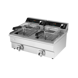 Commercial Twin Tank Electric Fryer | Deep Fat Fryer | 2x16L Capacity with Drain Tap | Modena EF162V
