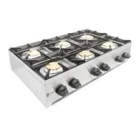 Commercial 6 Burner Gas Hob | LPG Propane Cooktop | Heavy Duty Open Burners | Parry AG6HP