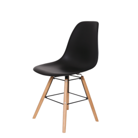 Borrello B1935 Eames DSW Inspired Eiffel Dining Chair in Black. Pack of 4