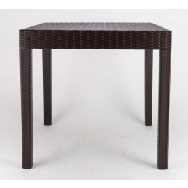 Outdoor Square Table | Metal and Wicker Rattan Table | 79cm Brown Dining Table | Borrello B1955
