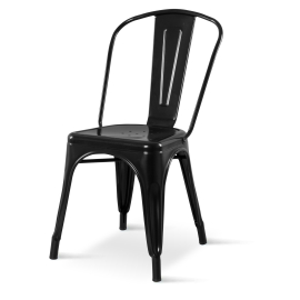 Metal Side Chair | Tolix Style Black Dining Chair | Stackable Bistro Seating | Borrello B1960