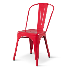 Borrello B1963 Tolix Style Metal Side Chair in Red Pack of 4.