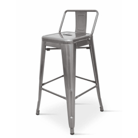 Tolix Style Metal Bar Stool | Industrial Gunmetal Seating | Low Backrest | Pack of 4 | Borrello B1980