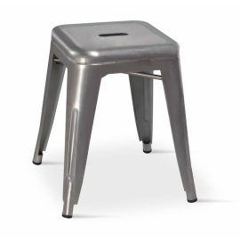 Borrello B1990 Tolix Style Metal Low Height Stool in Gunmetal Steel. Pack of 4.