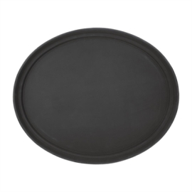 Oval Non-Slip Tray | Black Serving Tray | Polypropylene 685mm | Kristallon C162