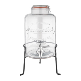 Drink Dispenser with Wire Stand | Nantucket Style Beverage Dispenser | Glass with Pouring Tap | Olympia CK939