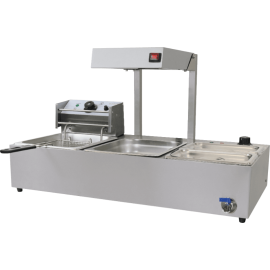 Commercial Combination Fryer | Electric Fryer with Chip Scuttle & Bain Marie | 3-in-1 Cooking Station | Modena CU3