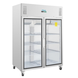 Commercial Double Glass Door Refrigerator | Upright Gastro Fridge | 1200 Litre Capacity | Polar CW198