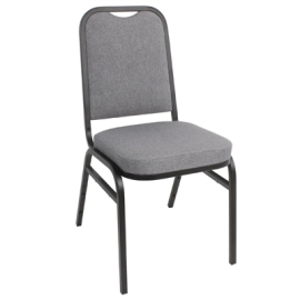 Banqueting Chair | Square Back Steel Chair | Grey Plain Cloth Upholstery | Bolero DA602