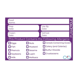 Reusable Allergen Labels | Kitchen Food Labelling System | Pack of 20 | Puracycle DC458