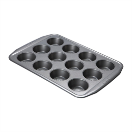 Muffin Tin | 12 Cup Carbon Steel Baking Tray | 280mm Non-Stick Bakeware | Circulon DE505