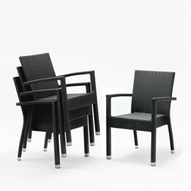 Wicker Armchairs | Outdoor Restaurant Seating | Charcoal Set of 4 | Bolero DL477