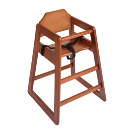 Wooden Highchair | Commercial Baby Chair | Dark Wood Finish | Bolero DL901