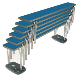 Stacking Bench | Contour Bench | 6ft Blue Stackable Seating | Gopak DM946