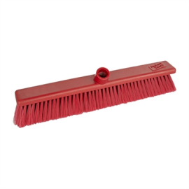 Soft Bristle Hygiene Broom | Red Cleaning Brush | 18in Commercial Sweeper | Jantex DN833
