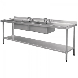Commercial Double Centre Bowl Catering Sink | Stainless Steel Kitchen Sink | 2400W x 600D x 850H | Modena M910-GA