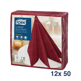 Dinner Napkin | Linstyle Napkin | 400mm Burgundy | Tork DP183