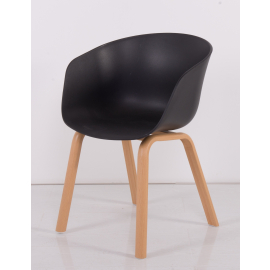Borrello B1943 Eames DAW Inspired Dining Arm Chair in Black. Pack of 4.