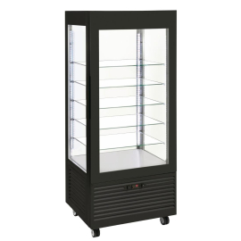 Commercial Roller Grill Display Fridge | Countertop Refrigerated Display | Fixed Shelves | Black