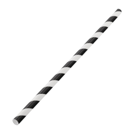 Biodegradable Paper Straws | Black Striped Eco-Friendly Drinking Straws | 197mm | Utopia DW196