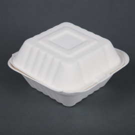 Compostable Burger Boxes | Bagasse Food Containers | 146mm Eco-Friendly | Fiesta Green DW246