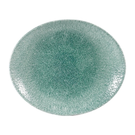 Oval Coupe Plates | Jade Green Ceramic Plates | 317mm | Churchill Studio Prints Raku DW407