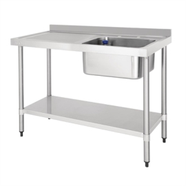 Commercial Single Sink Left Hand Drainer | Stainless Steel Sink | 900x1200x600mm | Vogue DY822