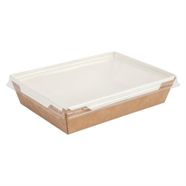 Recyclable Paperboard Food Trays With Lid | Eco-Friendly Food Containers | 1000ml / 35oz Capacity | Colpac Fuzione FA376