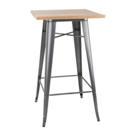 Bistro Bar Table | Round Pedestal Table | Wooden Top with Gun Metal Base | Bolero FB596