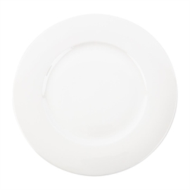 Wide Rim Plate | Flat Profile Porcelain Plate | 335mm Bone China | Royal Bone Ascot FB652