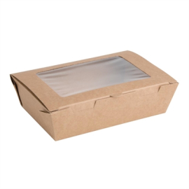 Compostable Salad Boxes | Eco-Friendly Food Containers | 700ml with PLA Windows | Fiesta Green FB676