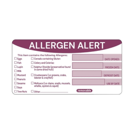 Removable Allergen Alert Food Labels | Food Safety Labels | Pack of 250 | Vogue FC217