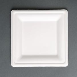 Compostable Square Plates | Bagasse Disposable Plates | 159mm | Pack of 50 | Fiesta Green FC518