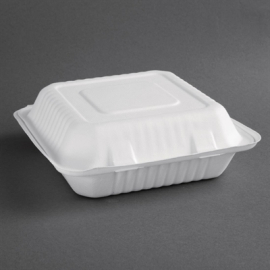 Compostable Food Containers | Bagasse Hinged Boxes | 237mm Eco-Friendly | Fiesta Green FC527