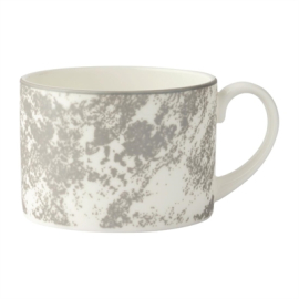 Crushed Velvet Grey Charnwood Cup | Porcelain Teacup | 220ml Capacity | Royal Crown Derby FE115