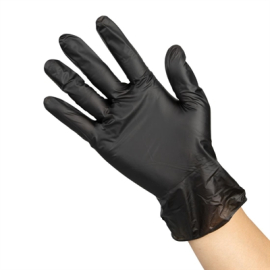 Commercial Vinyl Gloves | Black Powder Free Disposable Gloves | Large Size | 100 Pack | Hygiplas FJ748-L