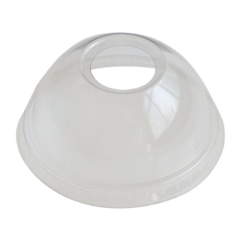 RPET Dome Lid with Straw Hole | Eco-Friendly Disposable Cup Cover | 93mm | eGreen FN224