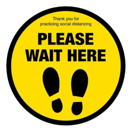Social Distancing Floor Graphic | Please Wait Here Floor Sticker | 200mm | FN360